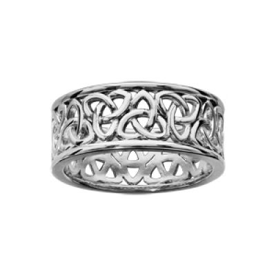 Bague en argent rhodié anneau ajouré motif celtique