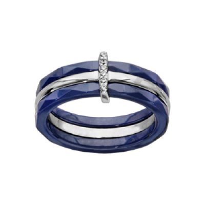 Bague en céramique bleu 3 anneaux