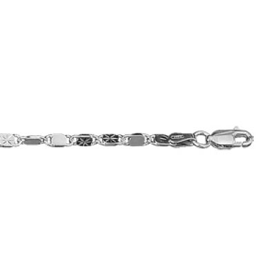 Bracelet en argent petits maillons allongés avec diamantage étoilé dessus - longueur 18cm