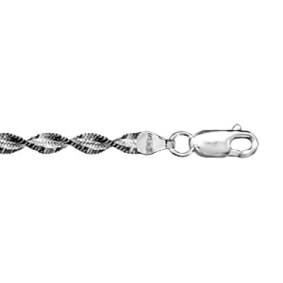 Bracelet en argent chaîne vrillée et brillante - longueur 18cm