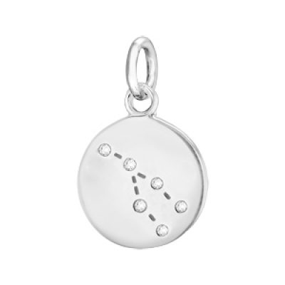 Pendentif en argent rhodié constellation Taureau avec oxydes blancs