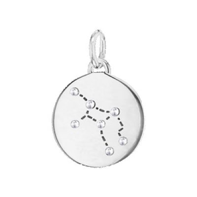 Pendentif en argent rhodié constellation Vierge avec oxydes blancs