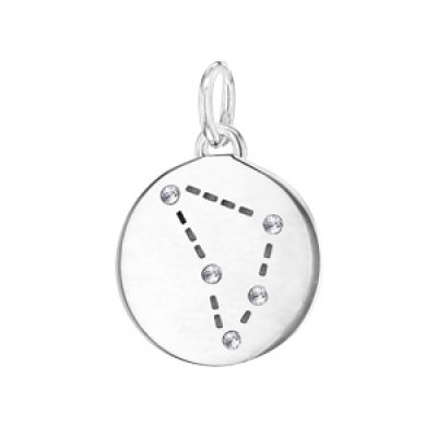 Pendentif en argent rhodié constellation Capricorne avec oxydes blancs