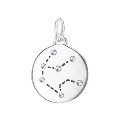 Pendentif en argent rhodié constellation Verseau avec oxydes blancs