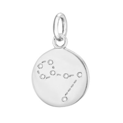 Pendentif en argent rhodié constellation Poissons avec oxydes blancs