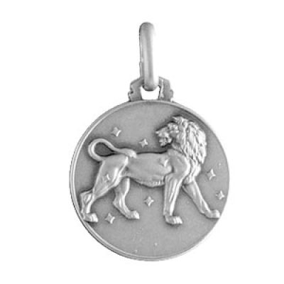 Pendentif médaille en argent zodiaque Lion