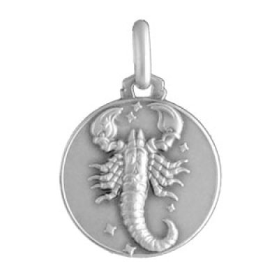 Pendentif médaille en argent zodiaque Scorpion
