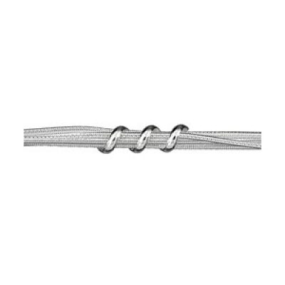Bracelet en argent plusieurs chaînes lisses rassemblées par un ressort lisse - longueur 19cm