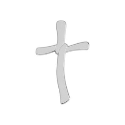 Pendentif croix en argent rhodié lisse avec nœud