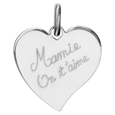 Pendentif en argent coeur gravé "Mamie on t'aime"