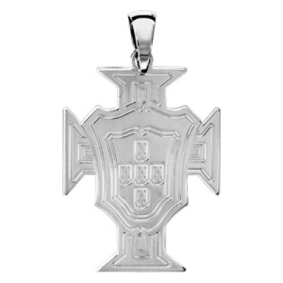Pendentif croix du Portugal en argent rhodié grand modèle