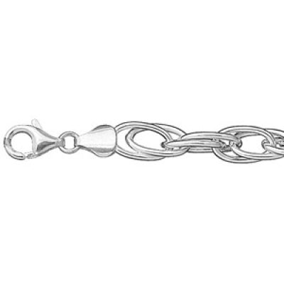 Bracelet en argent chaîne doubles maillons ovales croisés - longueur 19cm