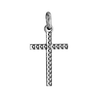 Pendentif croix en argent rhodié petit modèle diamanté