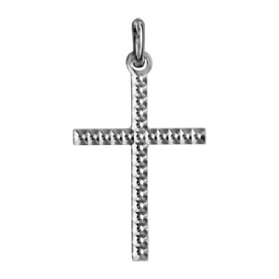 Pendentif croix en argent rhodié moyen modèle diamanté