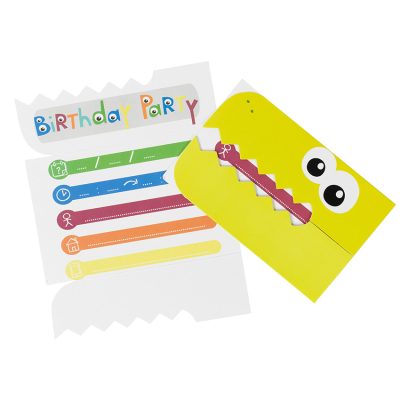 Lot de 10 cartes d'invitation anniversaire Dragon - Multicolore