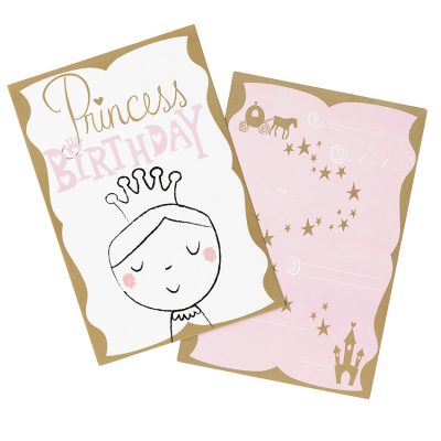 Lot de 10 cartes d'invitations anniversaire motif fée - Rose