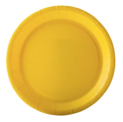 10 Assiettes en carton jaune 22 cm