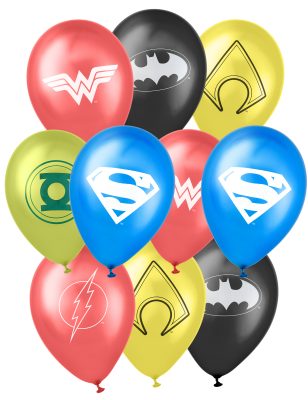 10 Ballons latex Justice League 25 x 32 cm