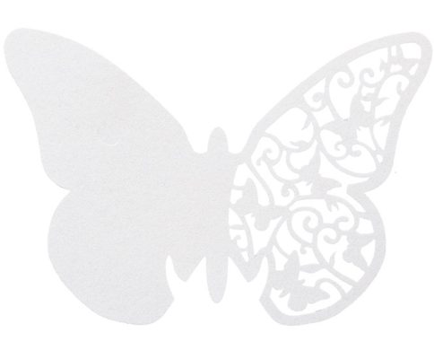 10 Marque-places papillons dentelles blancs 10 x 6