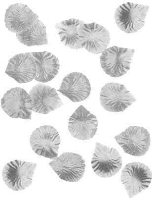 100 Pétales de rose en tissu argenté 5 x 5 cm