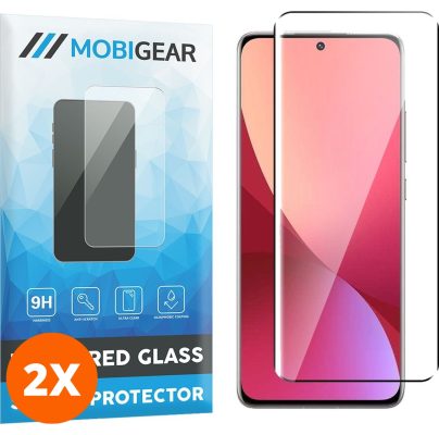 Mobigear Premium - Xiaomi 12 Verre trempé Protection d'écran - Compatible Coque - Noir (Lot de 2)