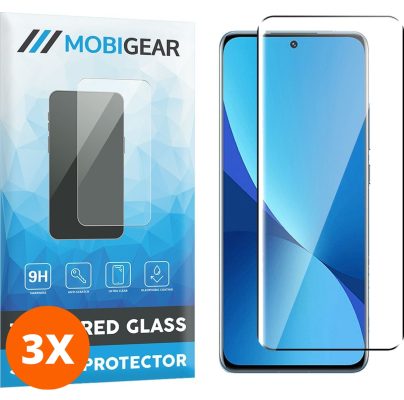 Mobigear Premium - Xiaomi 12X Verre trempé Protection d'écran - Compatible Coque - Noir (Lot de 3)