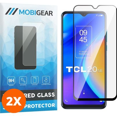 Mobigear Premium - TCL 20 SE Verre trempé Protection d'écran - Compatible Coque - Noir (Lot de 2)