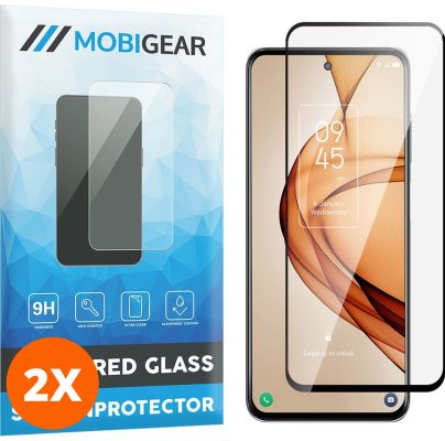 Mobigear Premium - TCL 20S Verre trempé Protection d'écran - Compatible Coque - Noir (Lot de 2)