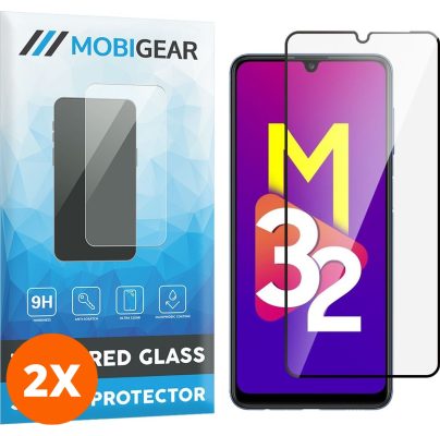 Mobigear Premium - Samsung Galaxy M32 4G Verre trempé Protection d'écran - Compatible Coque - Noir (Lot de 2)
