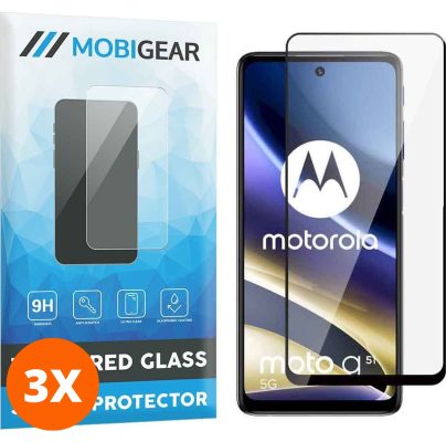 Mobigear Premium - Motorola Moto G31 Verre trempé Protection d'écran - Compatible Coque - Noir (Lot de 3)