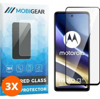 Mobigear Premium - Motorola Moto G51 5G Verre trempé Protection d'écran - Compatible Coque - Noir (Lot de 3)