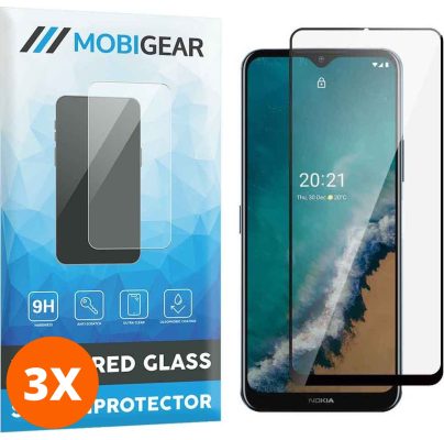Mobigear Premium - Nokia G50 Verre trempé Protection d'écran - Compatible Coque - Noir (Lot de 3)