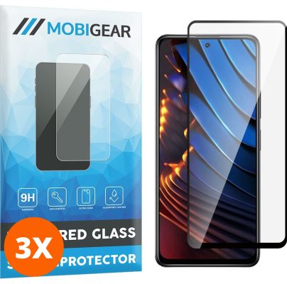 Mobigear Premium - POCO X3 GT Verre trempé Protection d'écran - Compatible Coque - Noir (Lot de 3)