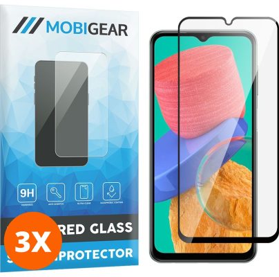 Mobigear Premium - Samsung Galaxy M33 Verre trempé Protection d'écran - Compatible Coque - Noir (Lot de 3)