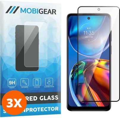 Mobigear Premium - Motorola Moto E32s Verre trempé Protection d'écran - Compatible Coque - Noir (Lot de 3)