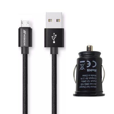 Mobigear - Simple USB Chargeur voiture Micro USB 1 mètre 12W 2.4A - Noir