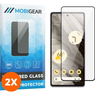 Mobigear Premium - Google Pixel 7 Verre trempé Protection d'écran - Compatible Coque - Noir (Lot de 2)