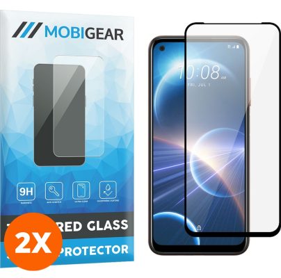 Mobigear Premium - HTC Desire 22 Pro Verre trempé Protection d'écran - Compatible Coque - Noir (Lot de 2)