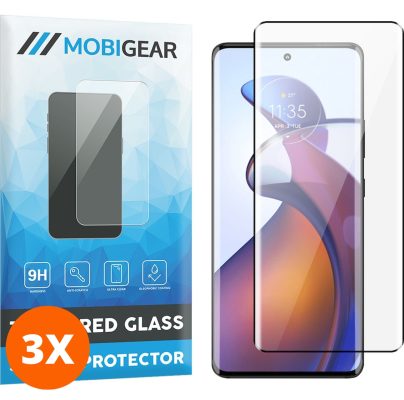 Mobigear Premium - Motorola Edge 30 Fusion Verre trempé Protection d'écran - Compatible Coque - Noir (Lot de 3)