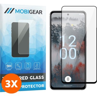 Mobigear Premium - Nokia X30 Verre trempé Protection d'écran - Compatible Coque - Noir (Lot de 3)