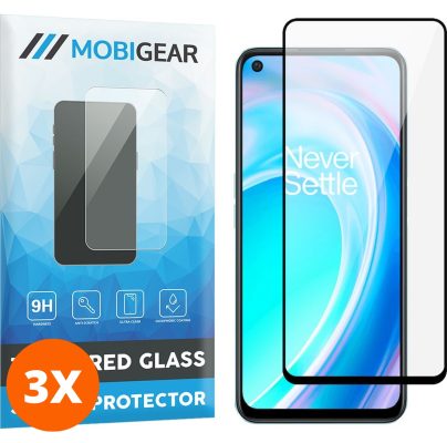 Mobigear Premium - OnePlus Nord CE 2 Verre trempé Protection d'écran - Compatible Coque - Noir (Lot de 3)