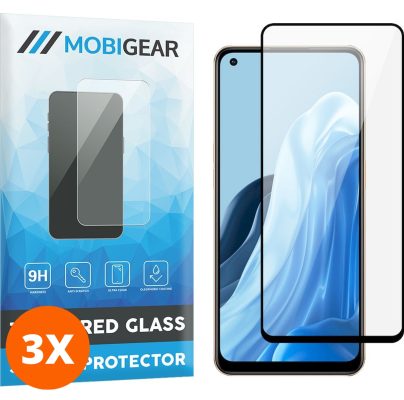 Mobigear Premium - OPPO Reno 7 4G Verre trempé Protection d'écran - Compatible Coque - Noir (Lot de 3)