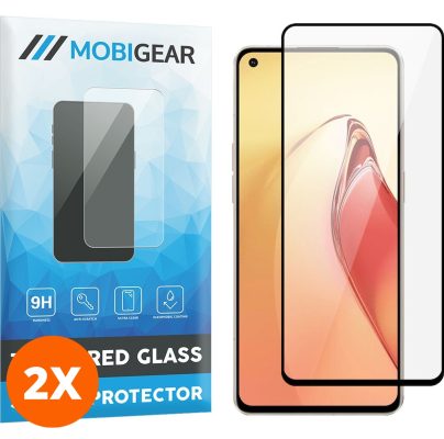 Mobigear Premium - OPPO Reno 8 Pro Verre trempé Protection d'écran - Compatible Coque - Noir (Lot de 2)