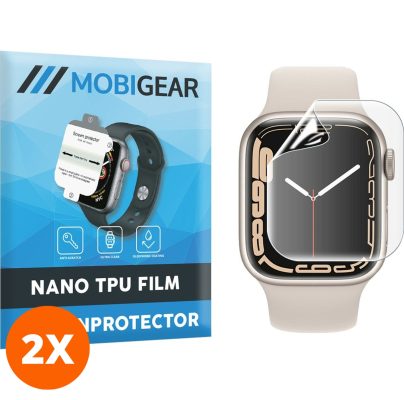Mobigear - Apple Watch Series 7 (41mm) Protection d'écran Film - Compatible Coque (Lot de 2)