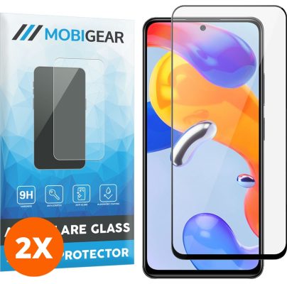 Mobigear Premium - Xiaomi Redmi Note 11 5G Verre trempé Protection d'écran - Compatible Coque - Noir (Lot de 2)