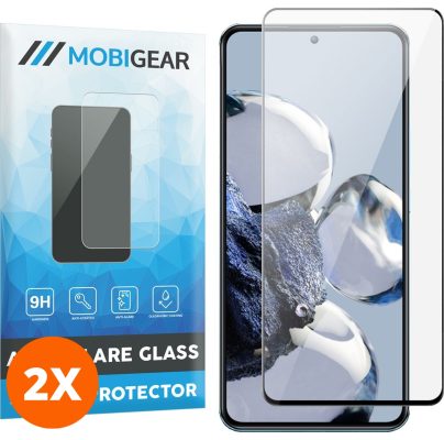 Mobigear Premium - Xiaomi 12T Verre trempé Protection d'écran - Compatible Coque - Noir (Lot de 2)