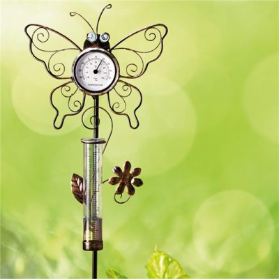 Thermomètre/pluviomètre papillons arabesques
