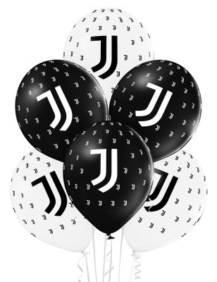 12 Ballons en latex Juventus noirs et blancs 30 cm