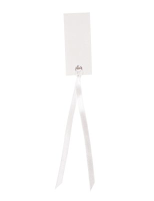 12 Marque-places rectangle avec ruban blanc 3 x 7 cm
