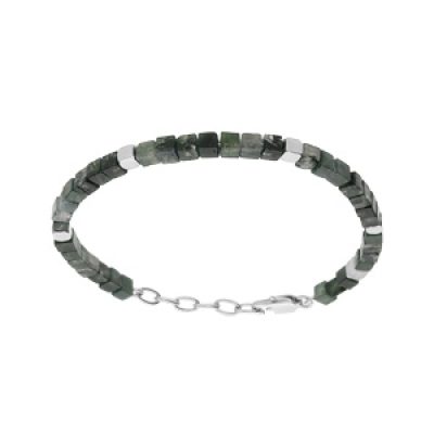Bracelet en acier avec cubes Agate aquatique 19+3cm